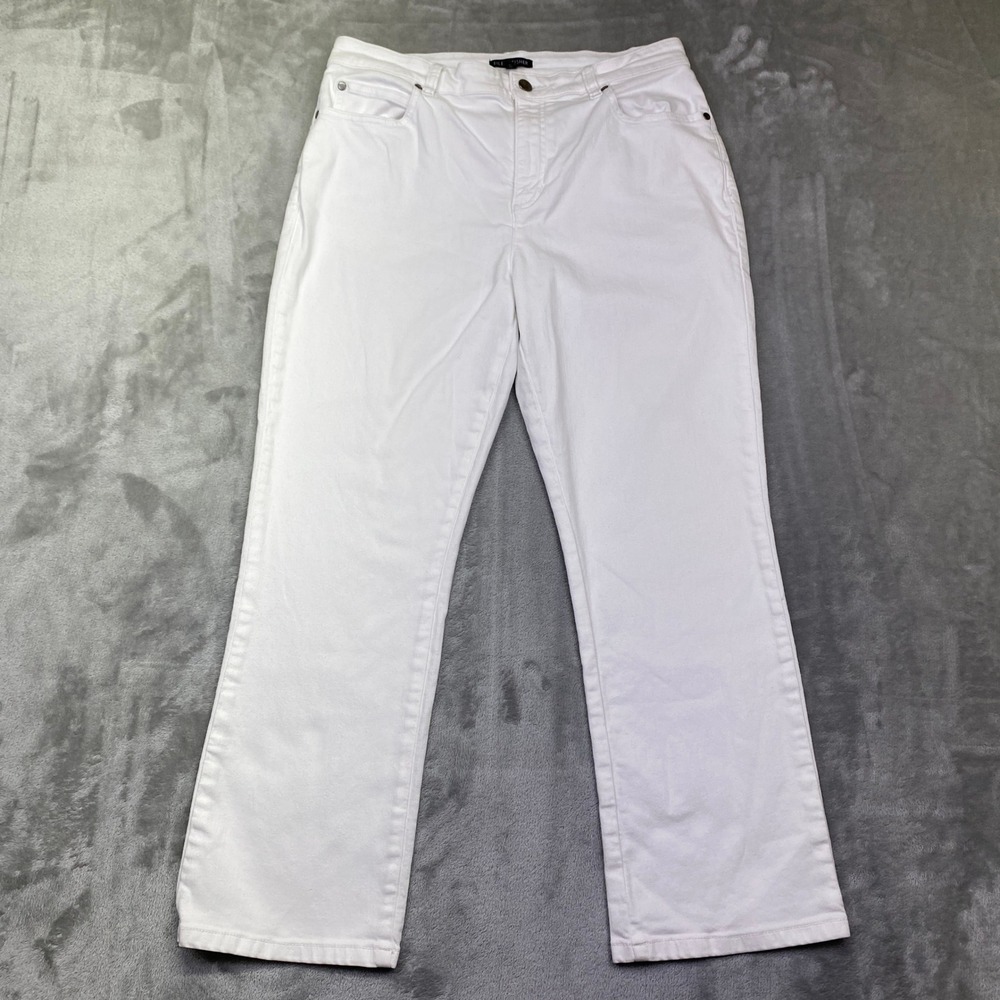 Eileen Fisher White Denim Bootcut Jeans Women Sz 10 Fits 30" Org Cotton Stretch‎